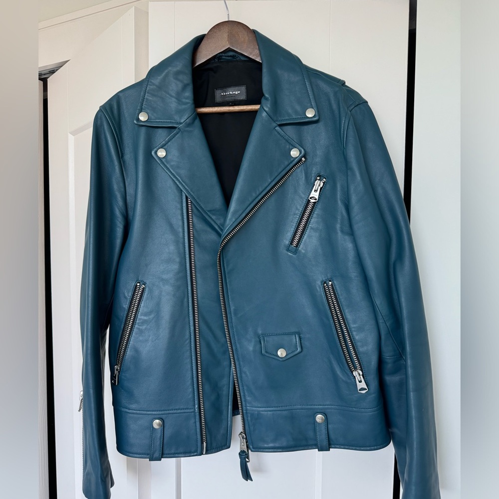Mackage blue men’s motorcycle jacket